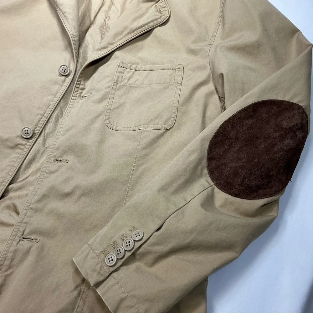 Cremieux Men's Beige Cotton Blazer Jacket with Elbow Patches‎ - Versatile Style